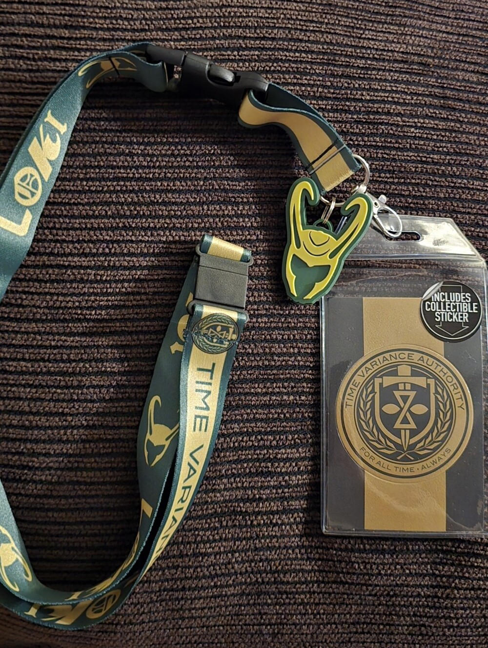Marvel Comics Loki TVA ID Lanyard Badge Holder with 1.5" Rubber Charm Pendant